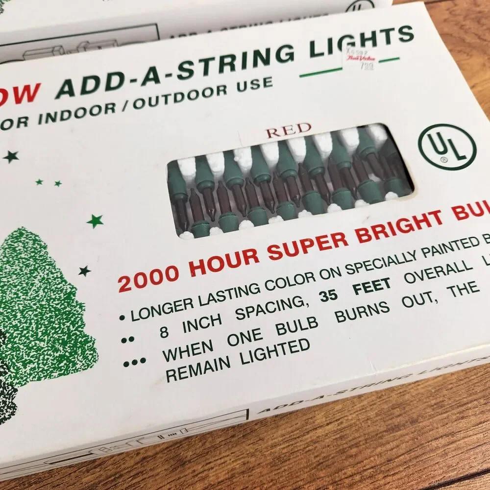 2 Boxes Crystal Super Bright Add-A-String RED Color Lights Indoor/Outdoor FR-50